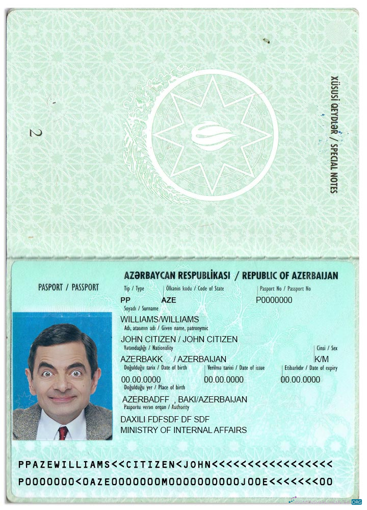 Download Azerbaijan passport version 2 Photoshop template